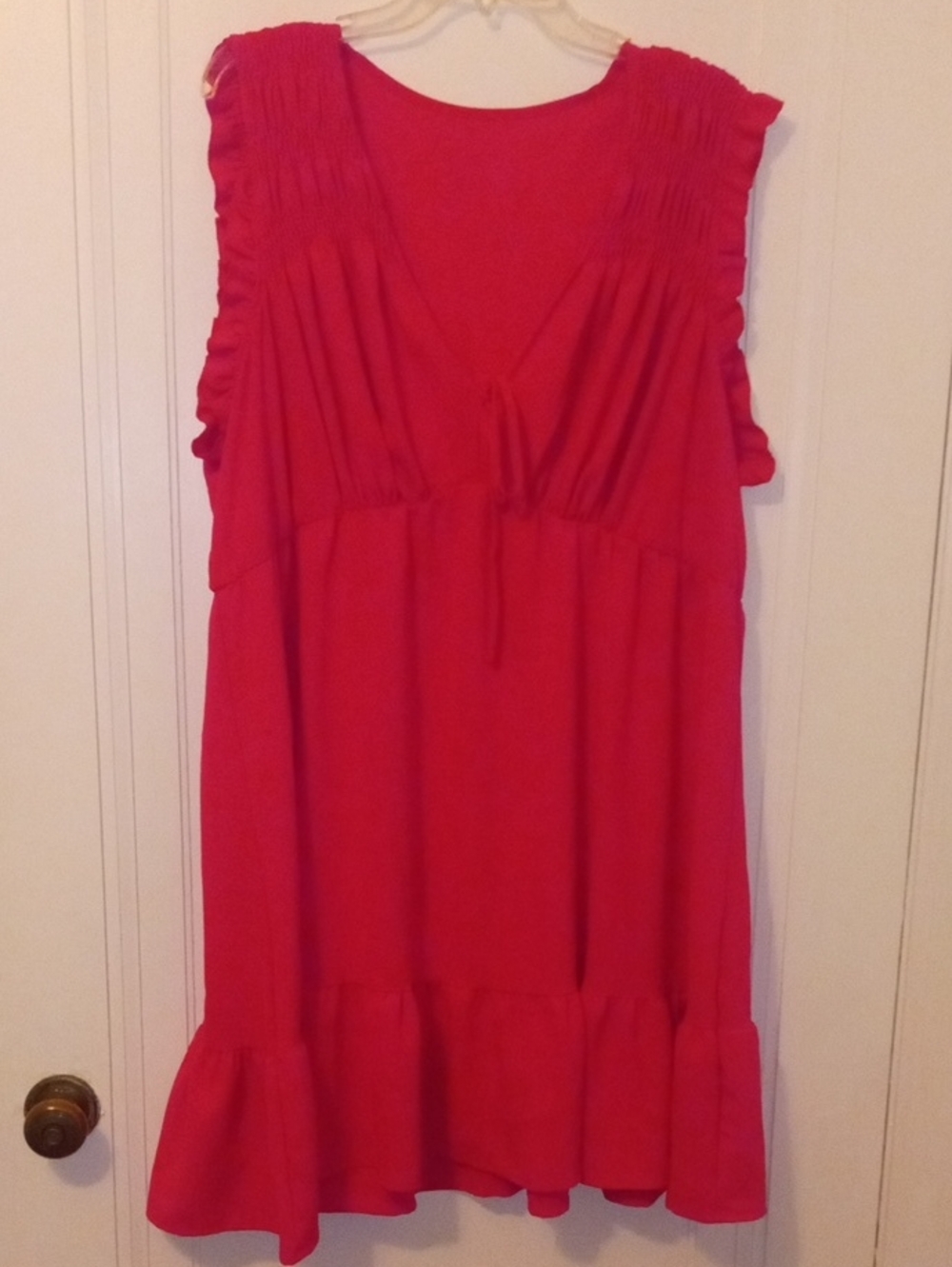 women 2x dark pink sleeveless vneck dress, loose flowy